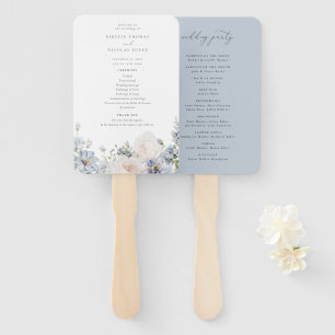 Dusty Blue Garden Floral Wedding Hand Fan