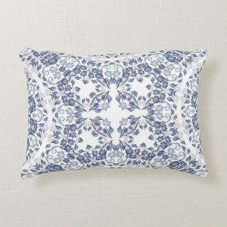 Dusty Blue Geometric Mandala Pattern Decorative Cushion