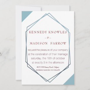 Dusty Blue Geometric Wedding Invitation