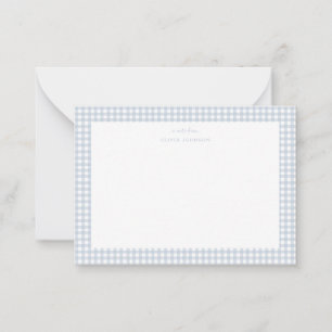 Dusty Blue gingham Boy note card 
