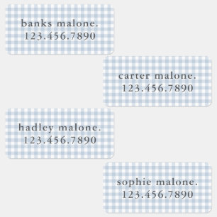 Dusty Blue Gingham Waterproof Name