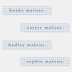 Dusty Blue Gingham Waterproof Name