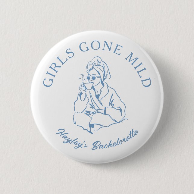Dusty Blue Girls Gone Mild Spa Bachelorette 6 Cm Round Badge (Front)