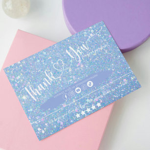 Dusty Blue Glitter Professional Thank You  Business Card
