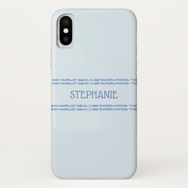 Dusty Blue Glitter Stripes Personalised Case-Mate iPhone Case (Back)