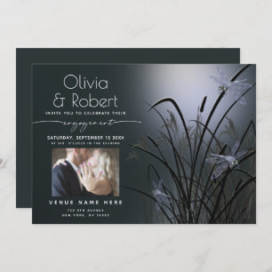 Dusty Blue Glow Engagement Moonlight Dragonfly Invitation