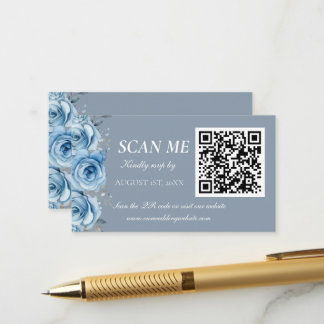 Dusty Blue Gold Botanical Wedding RSVP Enclosure Card