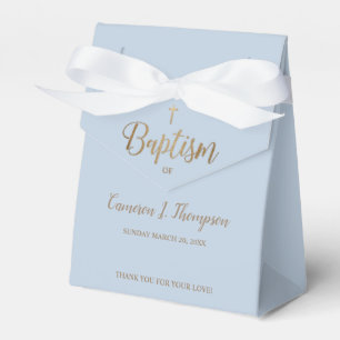 Dusty blue Gold cross baby boy baptism Custom Favour Box