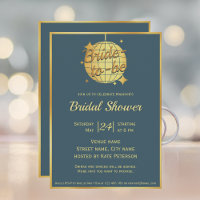 Dusty blue gold disco ball bridal shower 