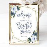 Dusty Blue Gold Floral Bridal Shower Welcome Poster<br><div class="desc">A lovely dusty blue floral, geometric welcome sign for a bridal shower. Easy to personalize with your details. Please get in touch with me via chat if you have questions about the artwork or need customization. PLEASE NOTE: For assistance on orders, shipping, product information, etc., contact Zazzle Customer Care directly...</div>