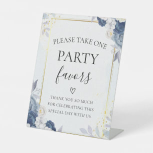 Dusty Blue Gold Floral wedding Party Sign