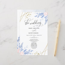 Dusty Blue Gold Geometric Floral Wedding Ceremony