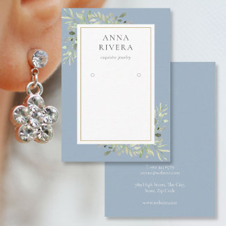 Dusty Blue Gold Greenery Earring Display Card