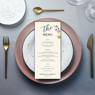 Dusty Blue Gold Greenery Winter Wedding Menu
