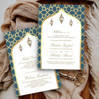 Dusty Blue Gold Hanging Lanterns Muslim Wedding