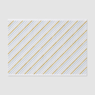 Dusty Blue Gold Striped Tissue Paper