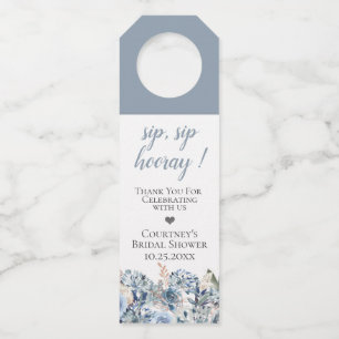 Dusty Blue Golden Botanical Bottle Tag