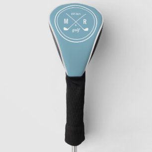 Dusty Blue Golf CLub personalised logo monogram Head Cover