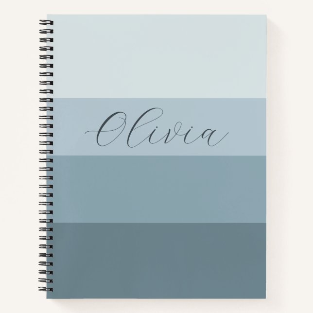 Dusty Blue Gradient Olivia Name Notebook (Front)