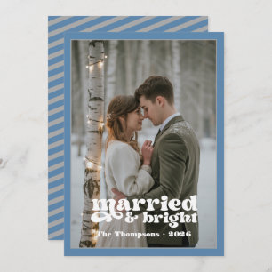 Dusty Blue & Gray Newlyweds Christmas Holiday Card