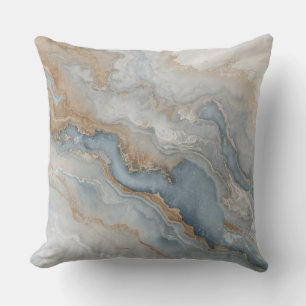 Dusty Blue Gray Tan Beige Abstract Cushion