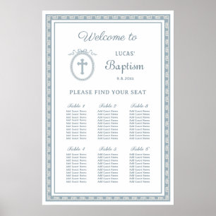 Dusty Blue Greek Frame Baptism Seating Chart