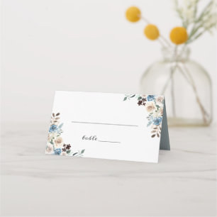 Dusty Blue Green Floral Wedding Place Card
