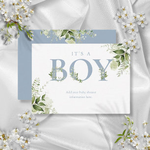 Dusty Blue Greenery Baby Shower Enclosure Card