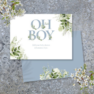 Dusty Blue Greenery Baby Shower Enclosure Card