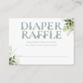 Dusty Blue Greenery Diaper Raffle Baby Shower Enclosure Card (Front)