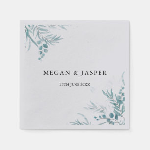 Dusty Blue Greenery Eucalyptus Leaves Wedding Nap Napkin