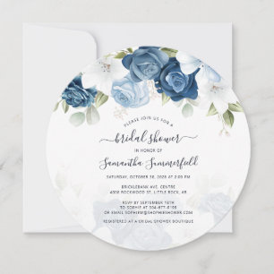 Dusty Blue Greenery Floral Bridal Shower Invitation