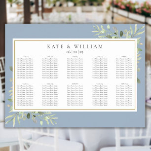 Dusty Blue Greenery Foliage Wedding Seating Chart