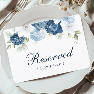 Dusty Blue Greenery Groom's Family Reserved Card