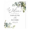 Dusty Blue Greenery Leaves Wedding Welcome Sign