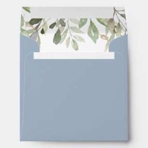 Dusty Blue Greenery Square Return Address Envelope