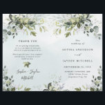 Dusty Blue Greenery Themed Folded Wedding Programs<br><div class="desc">There's two versions of this product that feature slightly different splash shades. The other one available features more of a grey dusty blue where this one leans more blue to accommodate the variety of dusty blue shades on the market. This item matches the "intense" collection. Design features half fold/bi-fold design...</div>