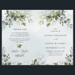 Dusty Blue Greenery Themed Folded Wedding Programs<br><div class="desc">There's two versions of this product that feature slightly different splash shades. The other one available features more of a grey dusty blue where this one leans more blue to accommodate the variety of dusty blue shades on the market. This item matches the "intense" collection. Design features half fold/bi-fold design...</div>
