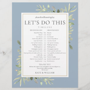 Dusty Blue Greenery Wedding Schedule Timeline