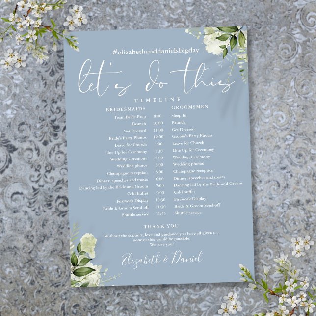 Dusty Blue Greenery Wedding Schedule Timeline Programme (Dusty Blue Greenery Wedding Schedule Timeline Program)