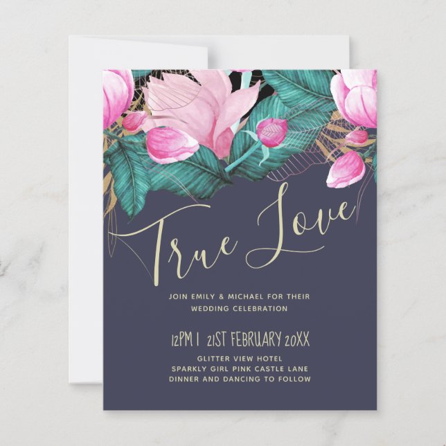 Dusty Blue Greenery Wedding Stationery BUDGET (Front)