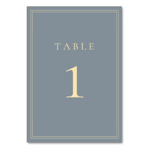 Dusty Blue-Grey and Gold Wedding Suite Table Number