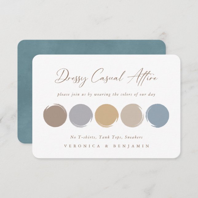 Dusty Blue, Grey, Beige Wedding Colour Palette Car RSVP Card (Front/Back)