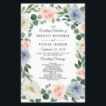 Dusty Blue Grey Blush Pink Peach Wedding Programs<br><div class="desc">Dusty Blue Grey Blush Pink Peach Wedding Programs - feature a eucalyptus and greenery wreath decorated with ivory/white,  dusty blue grey/grey and blush pink and peach flowers. View the matching collection on this page to find coordinating products.  You can fully customise this ceremony program to your liking.</div>