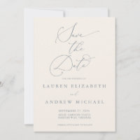 Dusty Blue Grey & Cream Minimalist Save the Date