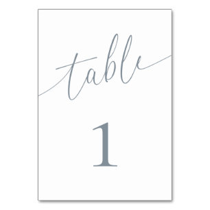 Dusty Blue Grey Elegant Minimalist 1 Table Number