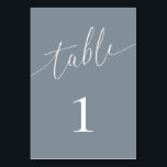 Dusty Blue Grey Elegant Minimalist Table Number<br><div class="desc">Beautiful,  elegant,  modern and minimalist,  table number card. Fully customisable. **PLEASE NOTE: To order,  simply adjust your table number and add each number separately to your cart. Then check out once you are finished.</div>