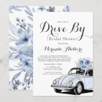 Dusty Blue Grey Floral Car Drive By Bridal Shower