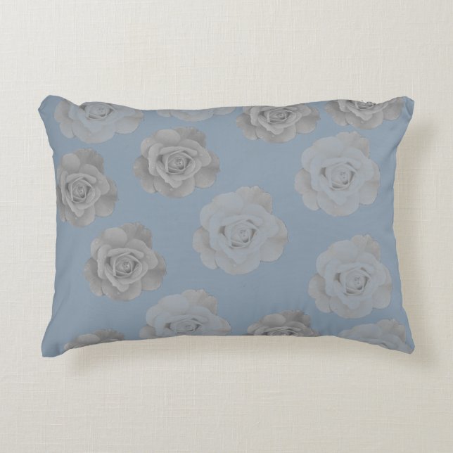 Dusty Blue Grey Floral Grey Dark Elegant Classy Decorative Cushion (Front)
