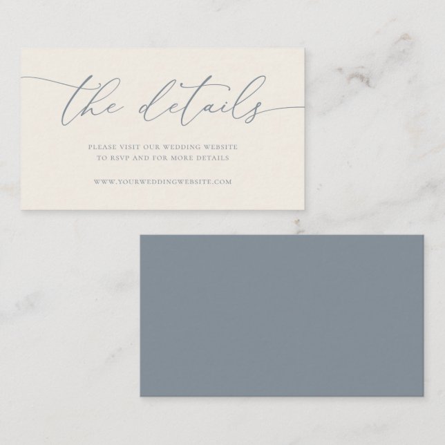 Dusty Blue Grey Minimalist Wedding Enclosure Card (Front/Back)